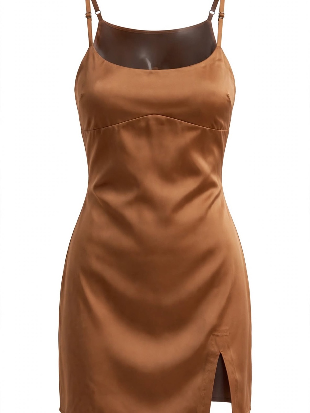 Rusty Satin Slip Chemise in Caramel